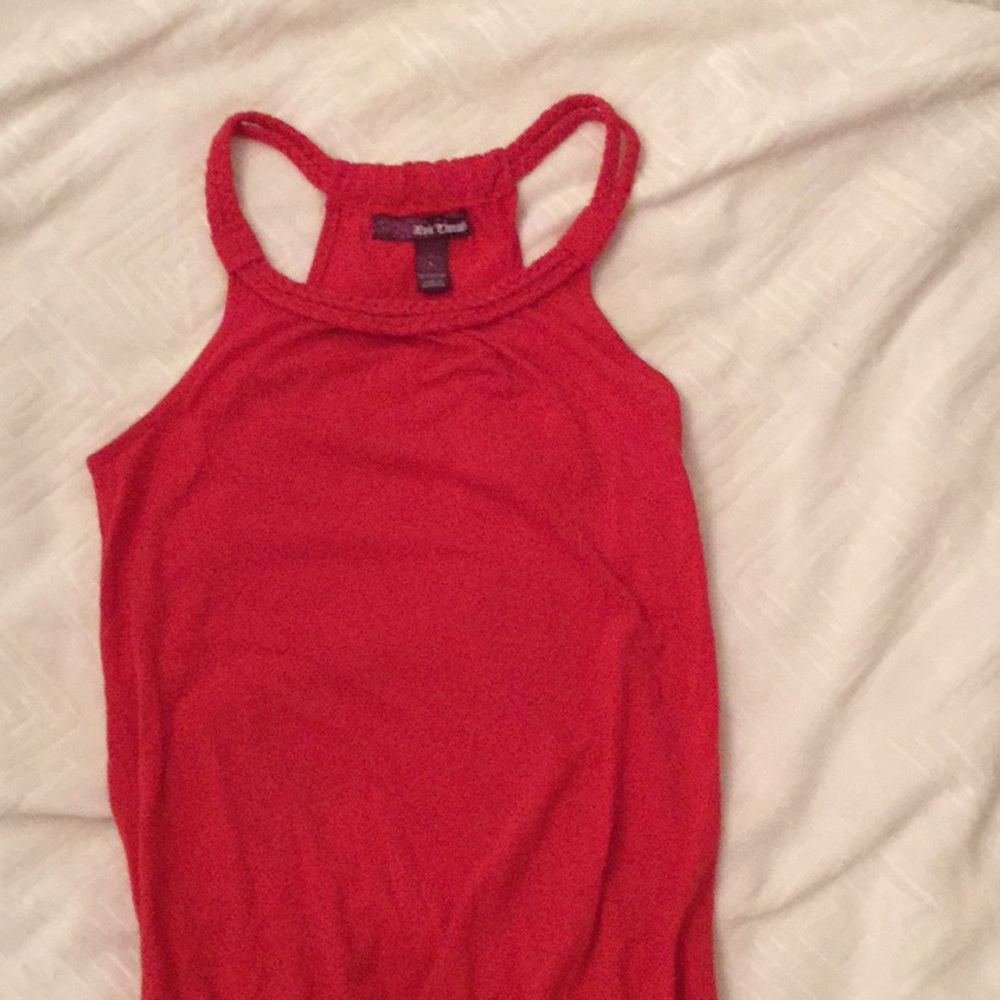 Braided straps red tank top